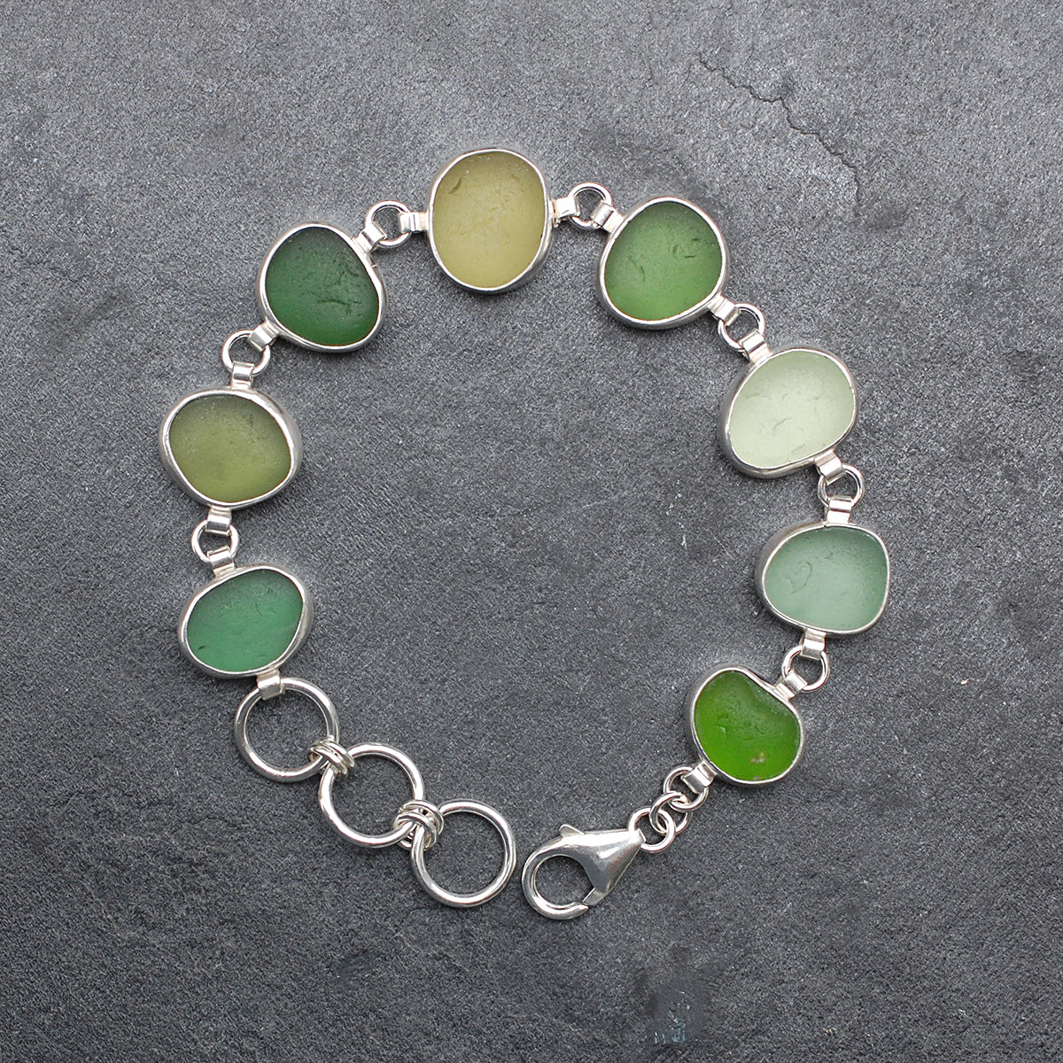 Sea Glass Bracelet in Shades of Green