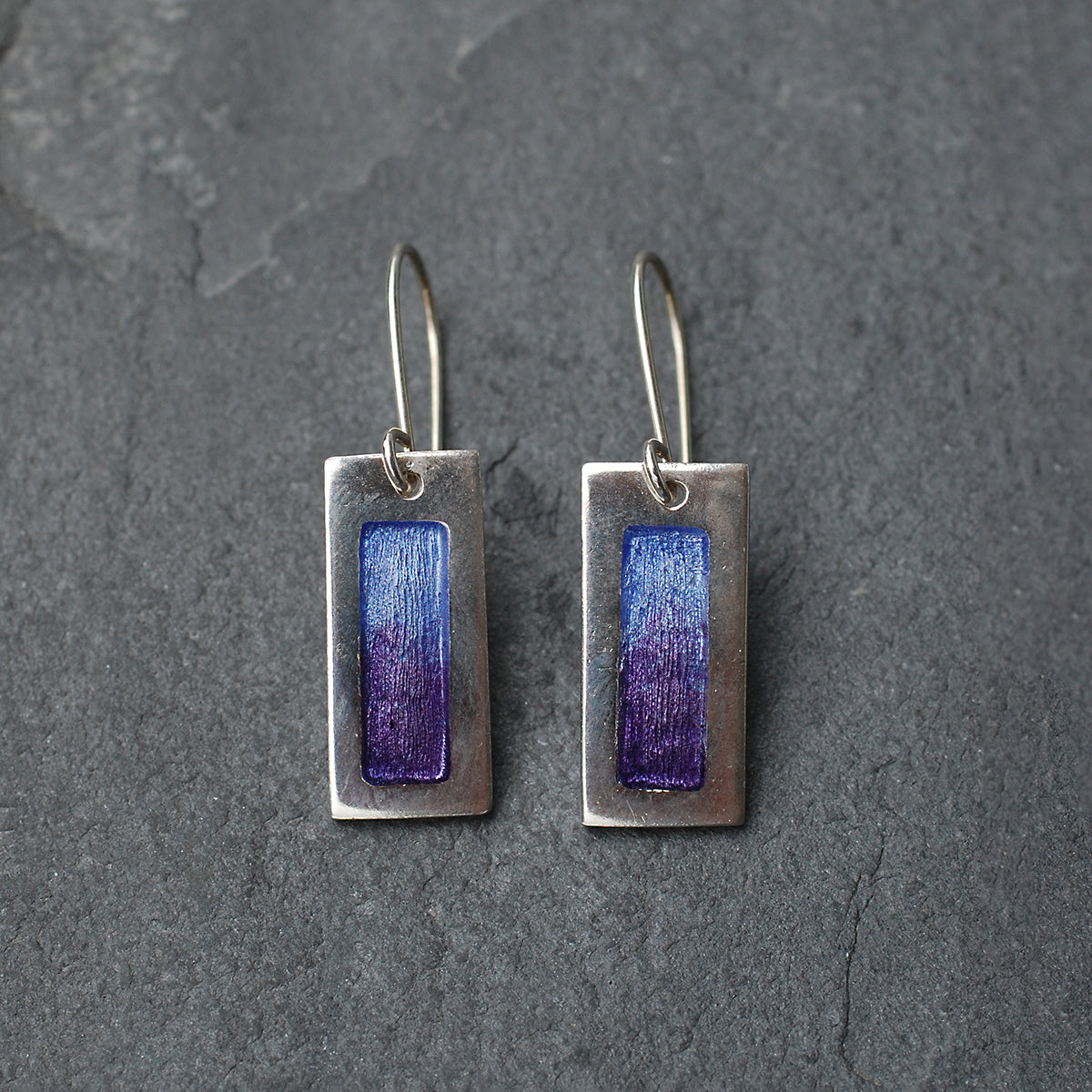 Ombre Lavender to Purple Silver and Enamel Earrings