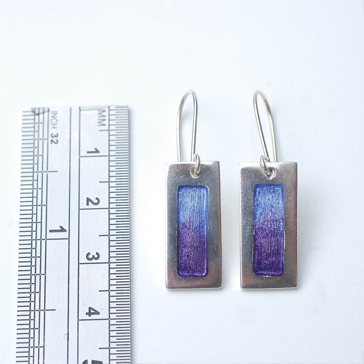 Ombre Lavender to Purple Silver and Enamel Earrings