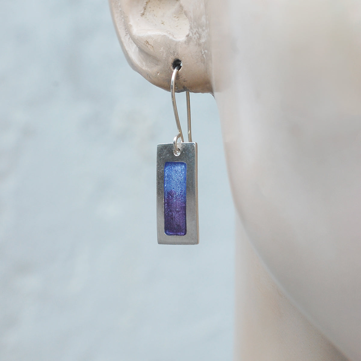 Ombre Lavender to Purple Silver and Enamel Earrings