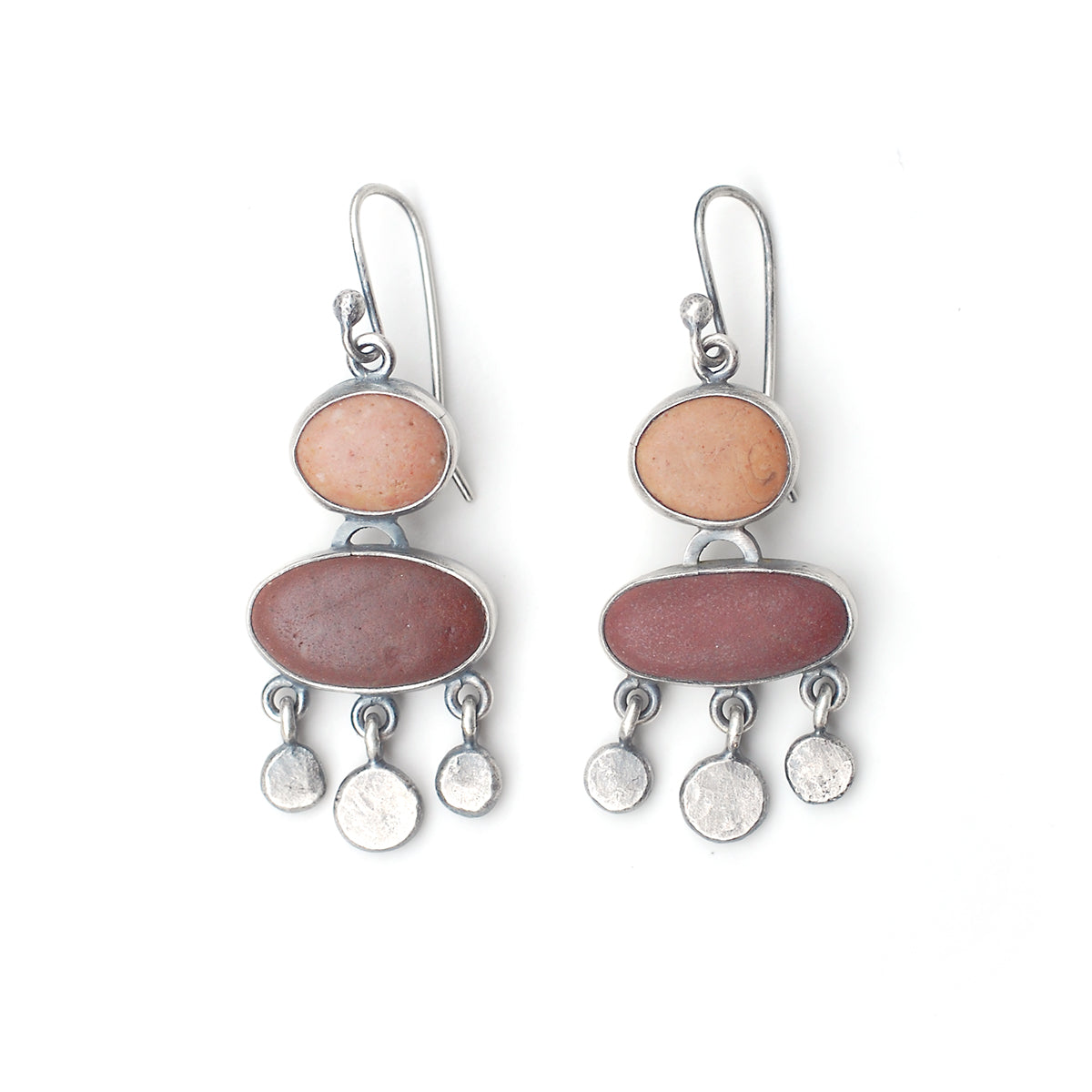 Brown and Tan Beach Pebble Earrings