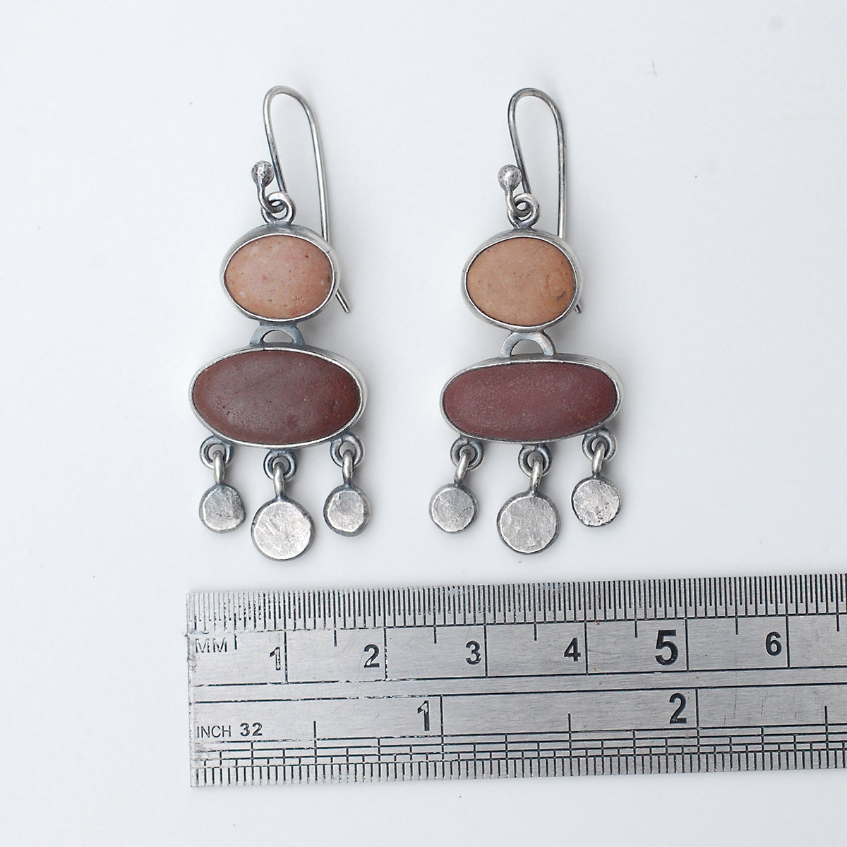 Brown and Tan Beach Pebble Earrings