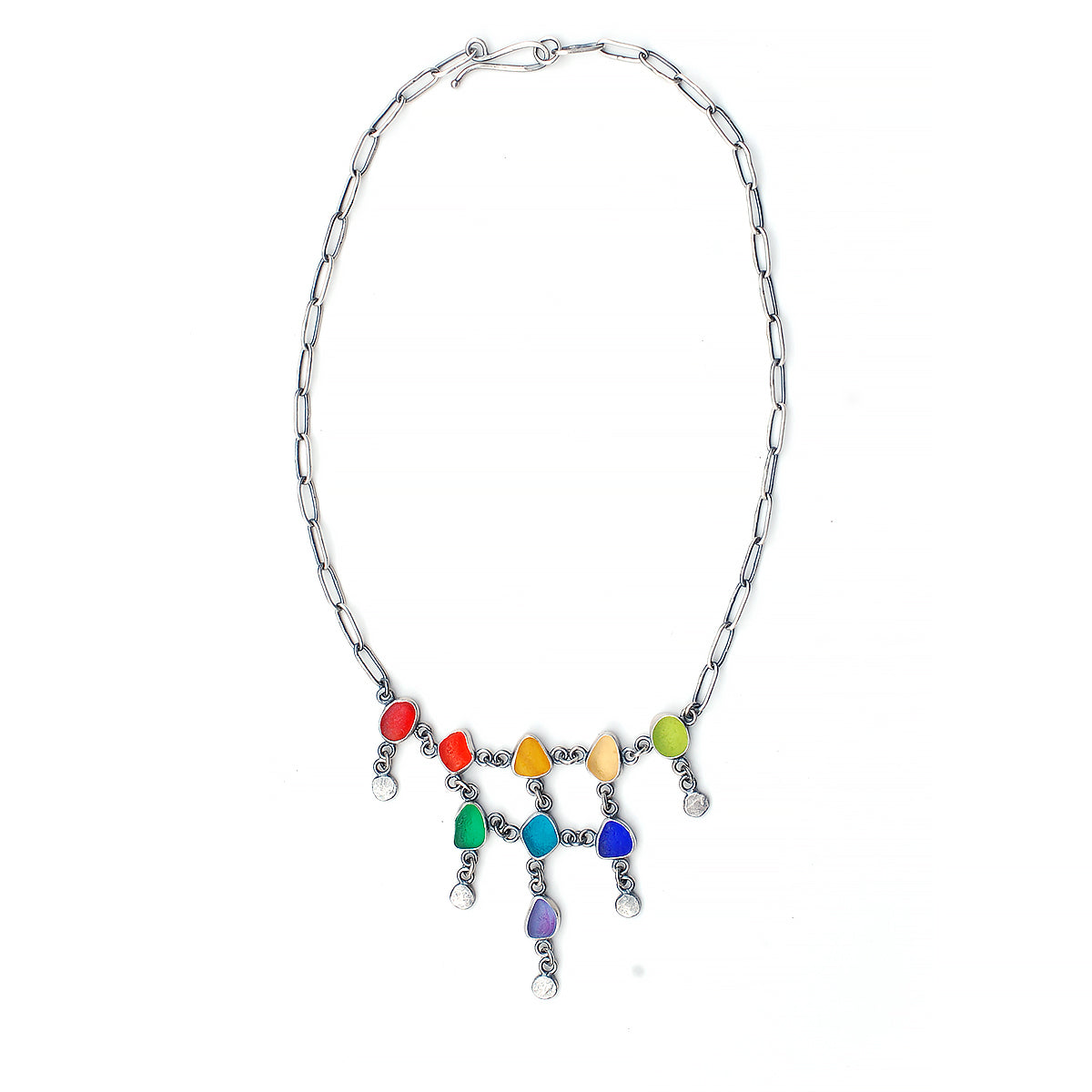 Bright Colour Sea Glass Fringe Necklace