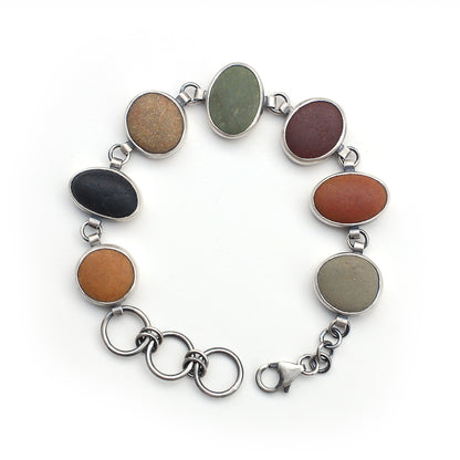 Natural Dorset Pebble Bracelet set in Silver