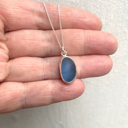 Reserved for J - Simple Sea Glass Charm Pendant in Blue