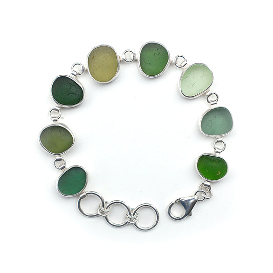 Sea Glass Bracelet in Shades of Green