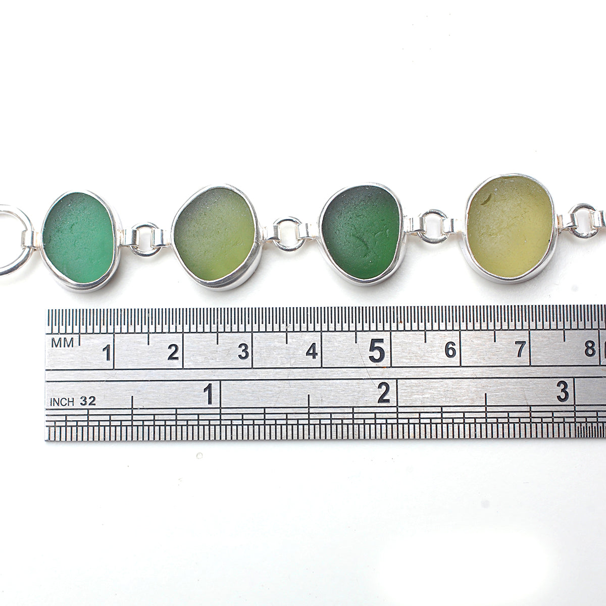 Sea Glass Bracelet in Shades of Green