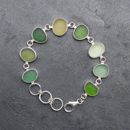 Sea Glass Bracelet in Shades of Green
