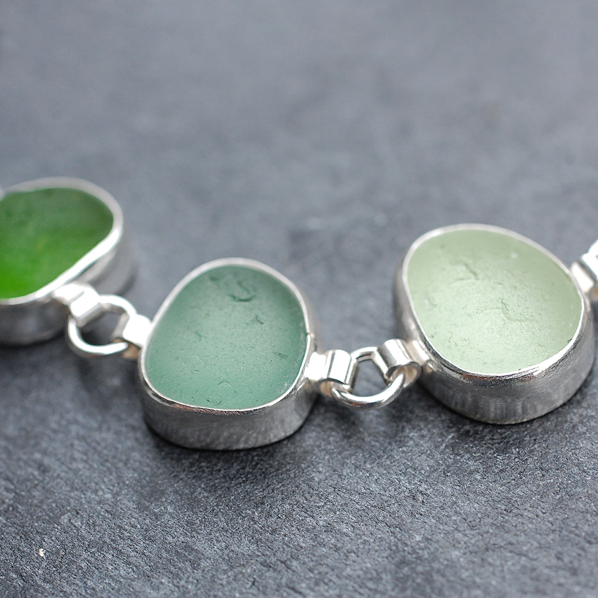 Sea Glass Bracelet in Shades of Green