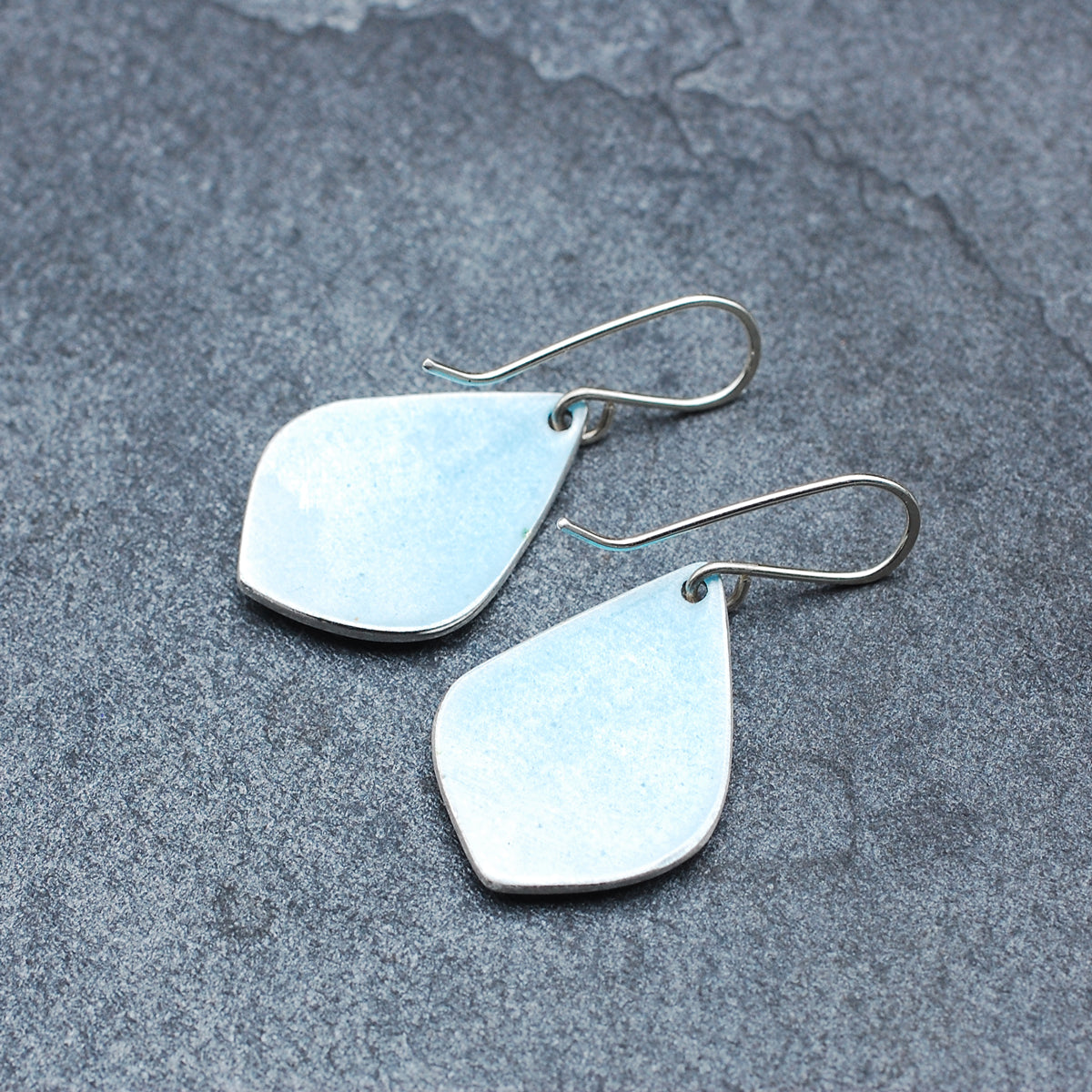 Steel Blue Drop Shaped Enamel Earrings
