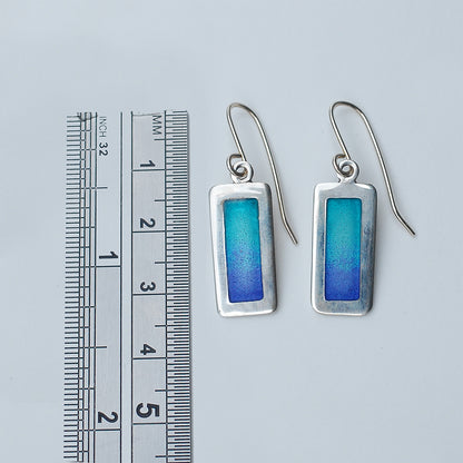 Ombre Turquoise to Mauve Silver and Enamel Earrings