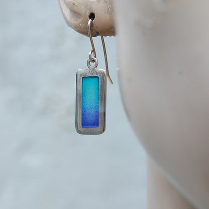Ombre Turquoise to Mauve Silver and Enamel Earrings