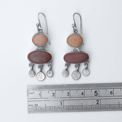 Brown and Tan Beach Pebble Earrings