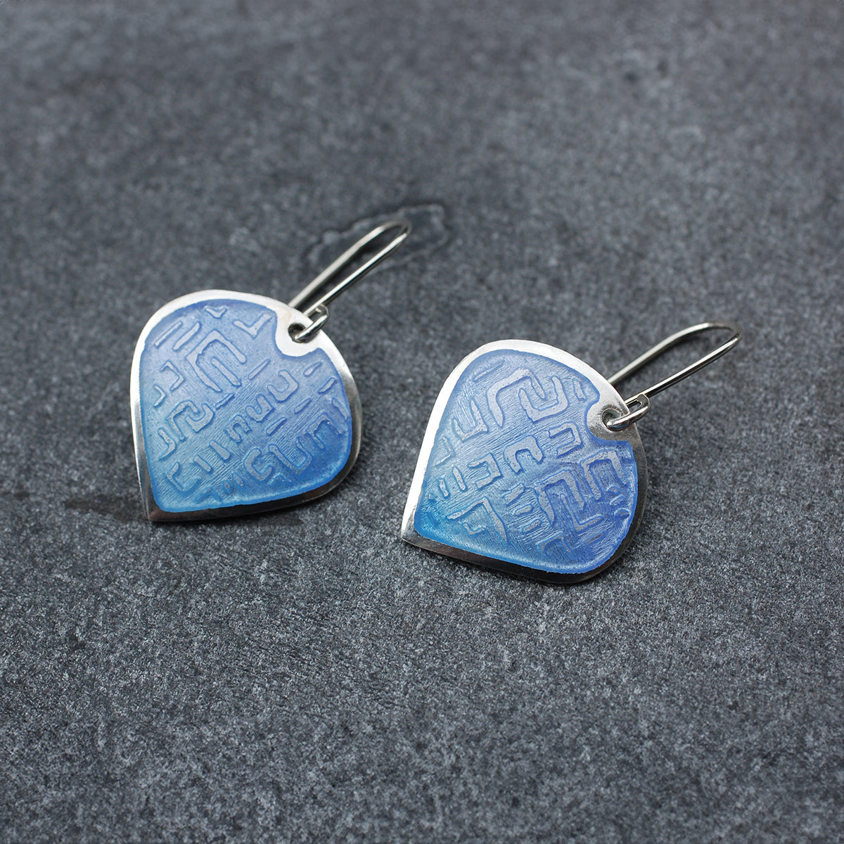 Periwinkle Blue Enamel Drop Earrings