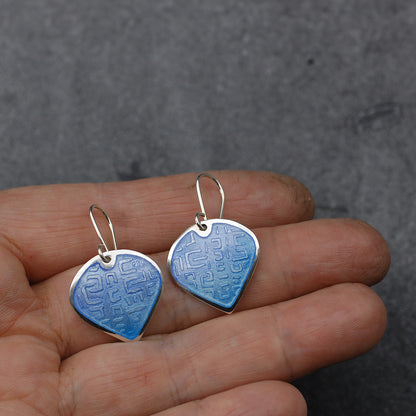 Periwinkle Blue Enamel Drop Earrings