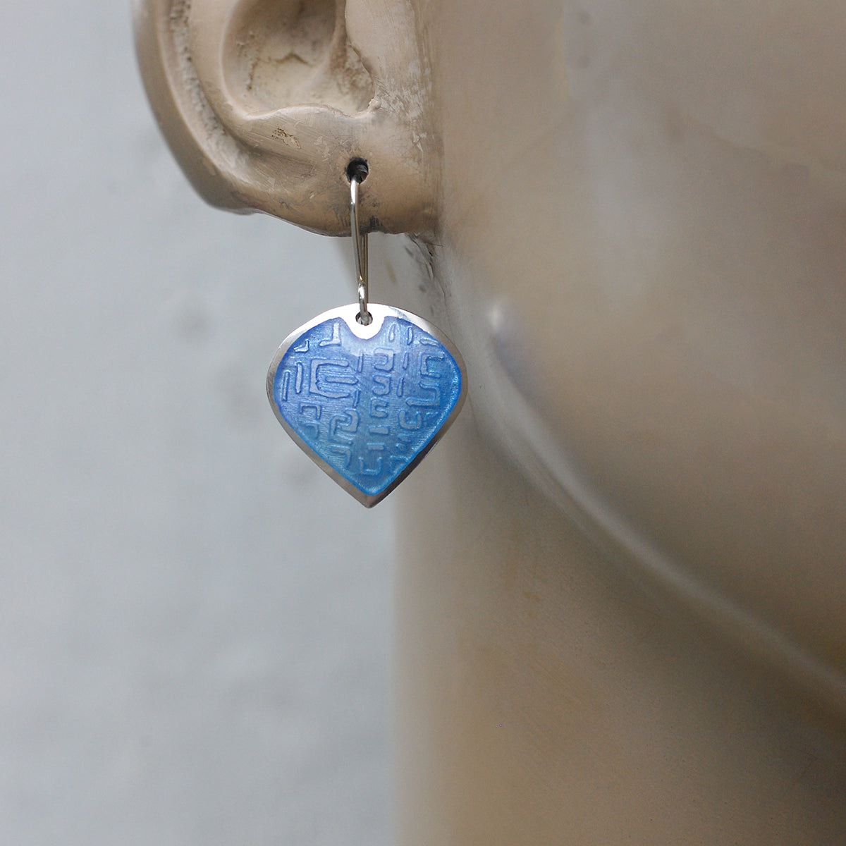 Periwinkle Blue Enamel Drop Earrings