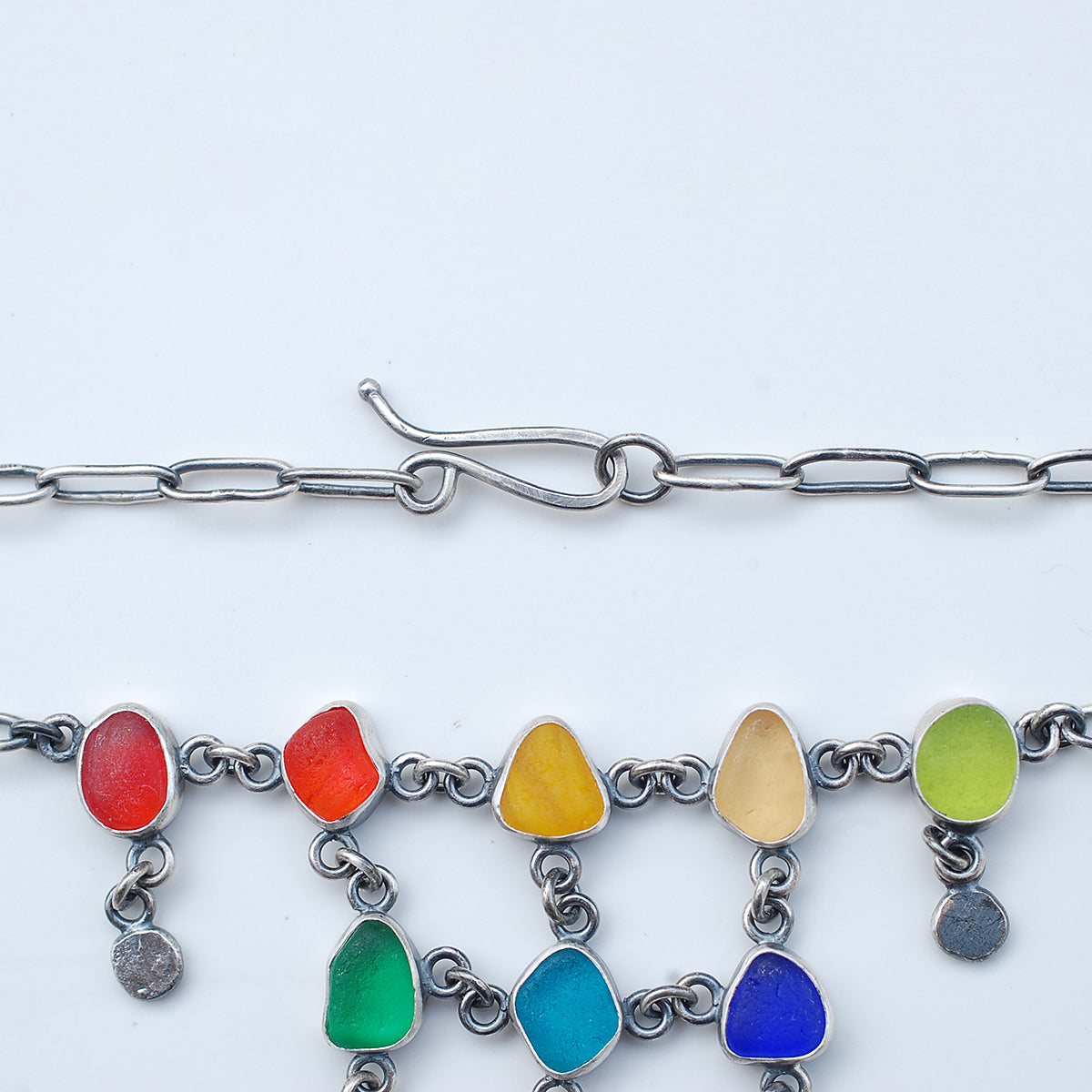 Bright Colour Sea Glass Fringe Necklace