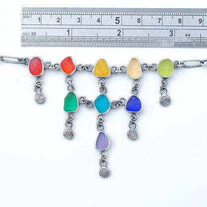 Bright Colour Sea Glass Fringe Necklace