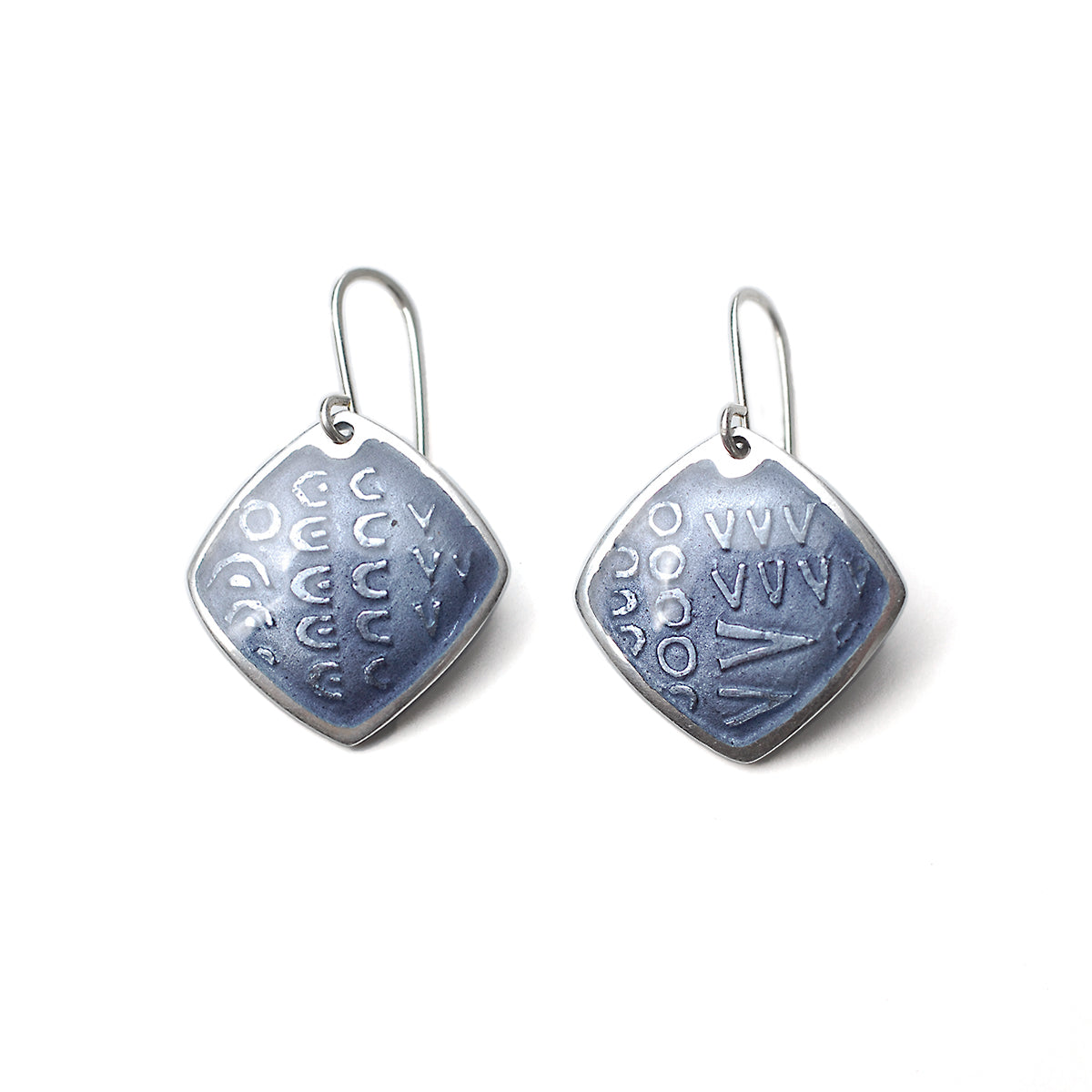 Grey Purple Diamond Shaped Enamel Earrings